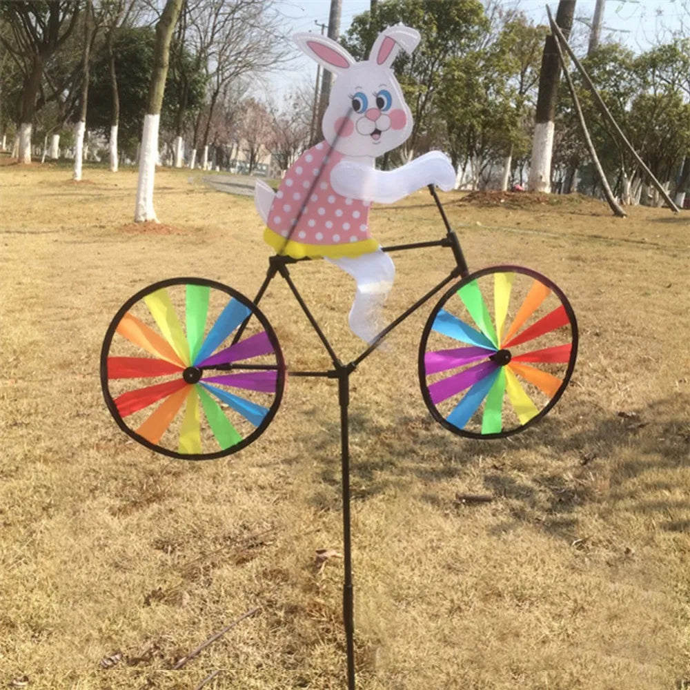 Hot Selling Cute 3D Animal on Bike Windmill Wind Spinner Whirligig Garden Lawn Yard Decor AUG25