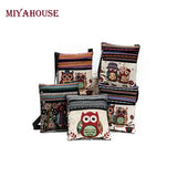 Miyahouse cute lady shoulder bag owl print messenger flap bag female mini canvas ladies bag double zipper ladies messenger bag