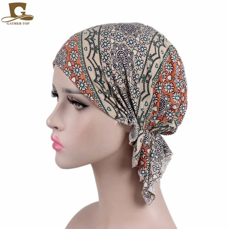 Women soft wrinkle head Scarf Chemo Hat Turban Pre-Tied Headwear Bandana headscarf Tichel for Head Cover Hair Loss Scarf Wrap