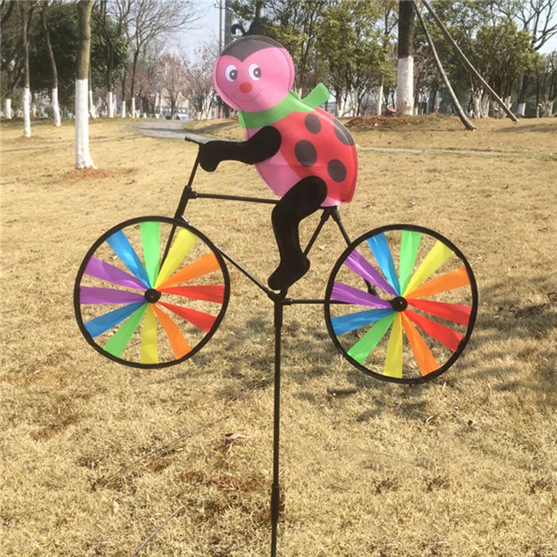 Hot Selling Cute 3D Animal on Bike Windmill Wind Spinner Whirligig Garden Lawn Yard Decor AUG25