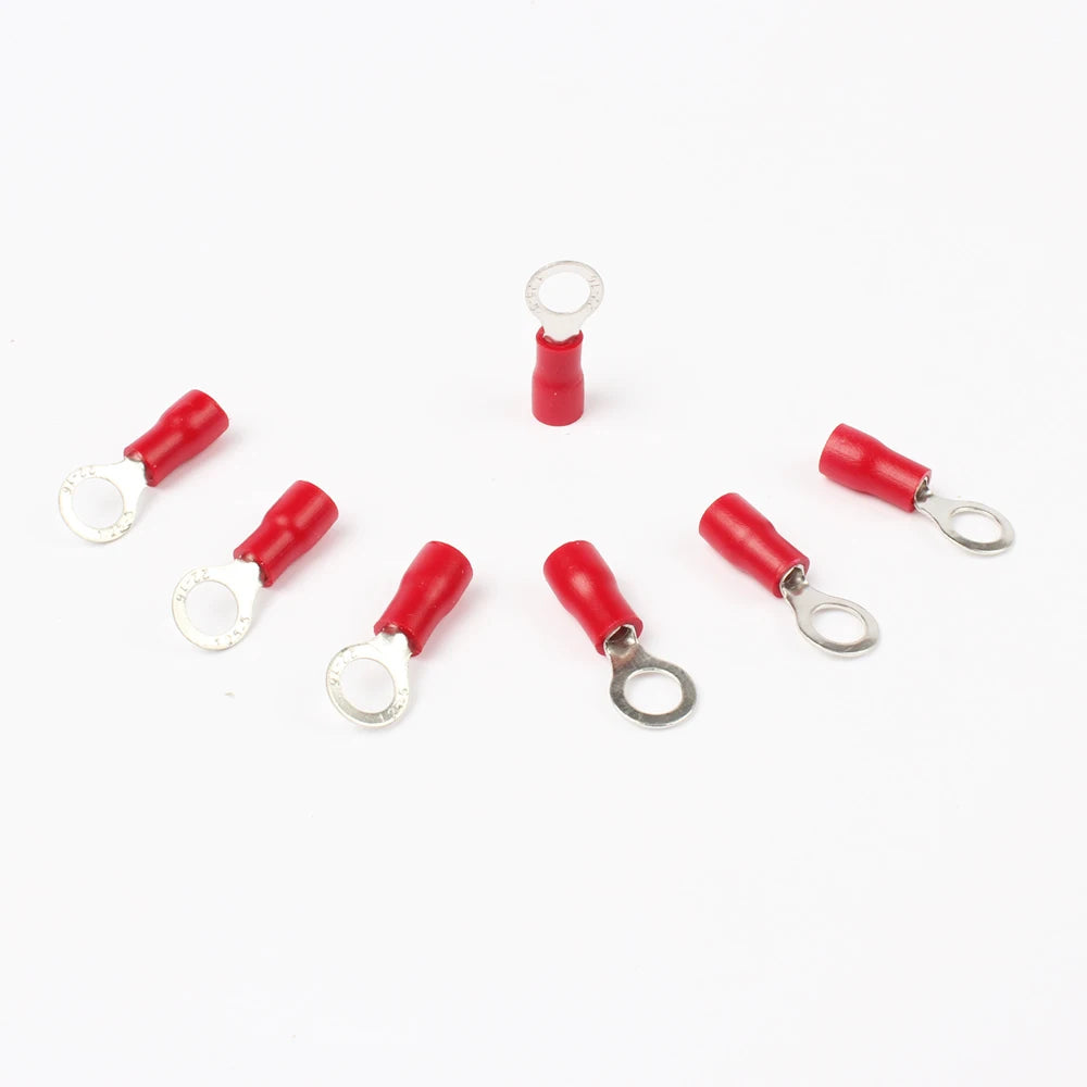 10pcs 100pcs 50pcs red RV1.25- 3 4 5 6 8 10 12 Ring Insulated Wire Connector Electrical Crimp Terminal Cable Wire Connector AWG