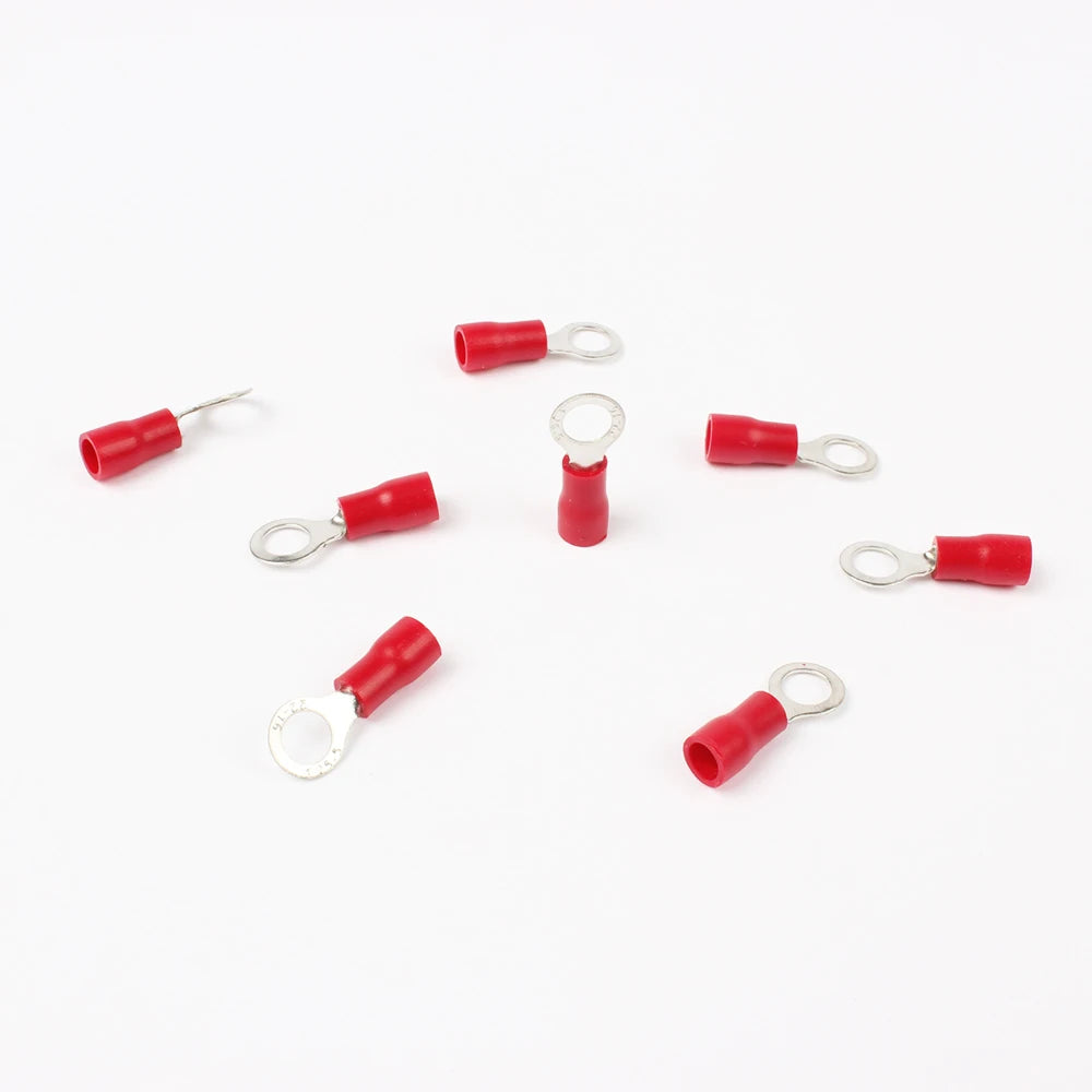 10pcs 100pcs 50pcs red RV1.25- 3 4 5 6 8 10 12 Ring Insulated Wire Connector Electrical Crimp Terminal Cable Wire Connector AWG