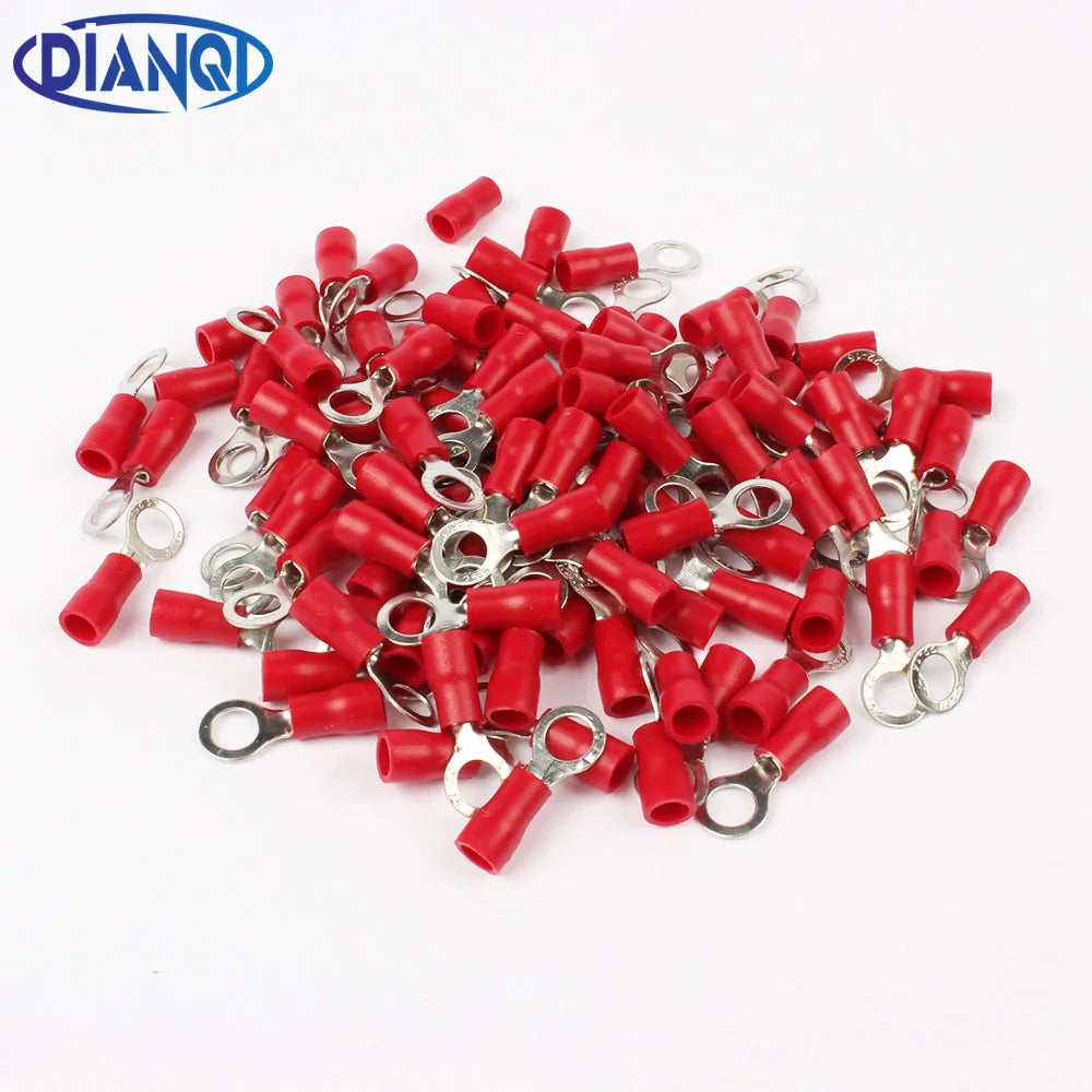 10pcs 100pcs 50pcs red RV1.25- 3 4 5 6 8 10 12 Ring Insulated Wire Connector Electrical Crimp Terminal Cable Wire Connector AWG