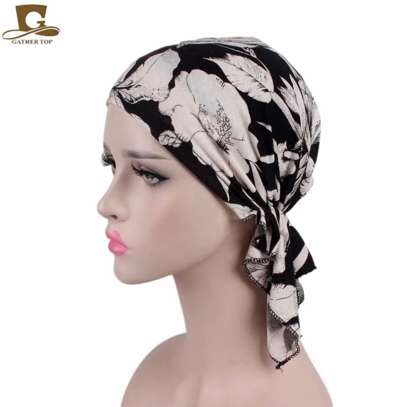 Women soft wrinkle head Scarf Chemo Hat Turban Pre-Tied Headwear Bandana headscarf Tichel for Head Cover Hair Loss Scarf Wrap