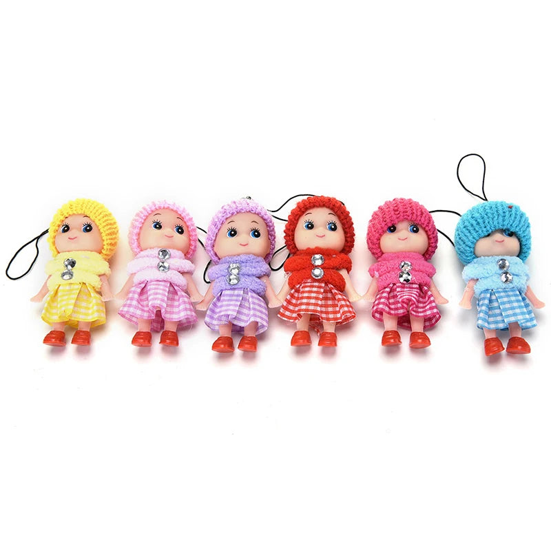 Mini Soft Baby Stuffed Toy Keyring Cute PVC Toy Kid Plush Dolls Keychain Plush Animals Key Chain Baby For Girls Women Funny Gift