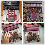 Miyahouse cute lady shoulder bag owl print messenger flap bag female mini canvas ladies bag double zipper ladies messenger bag