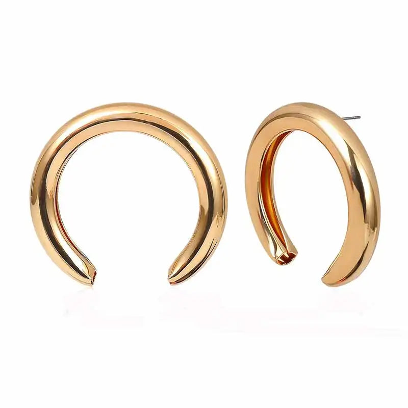 2019 New Fashion Big Moon Earrings Studs Earrings Exaggerated Geometric Earrings for Women Round Punk Statement Jewelry Brincos