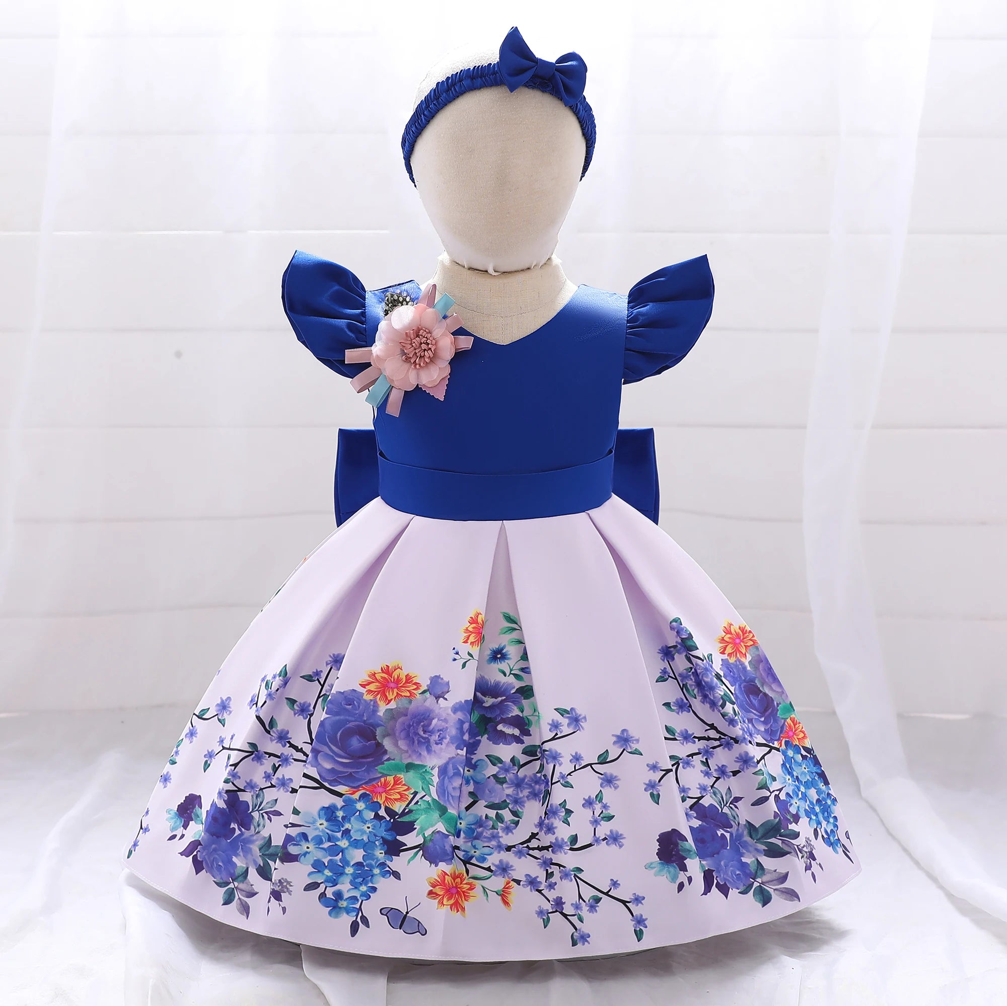 Kids Floral Summer Dress For Girls Wedding Party Dresses Big Bow Baby Girl Birthday Princess Gown Easter Children Clothes