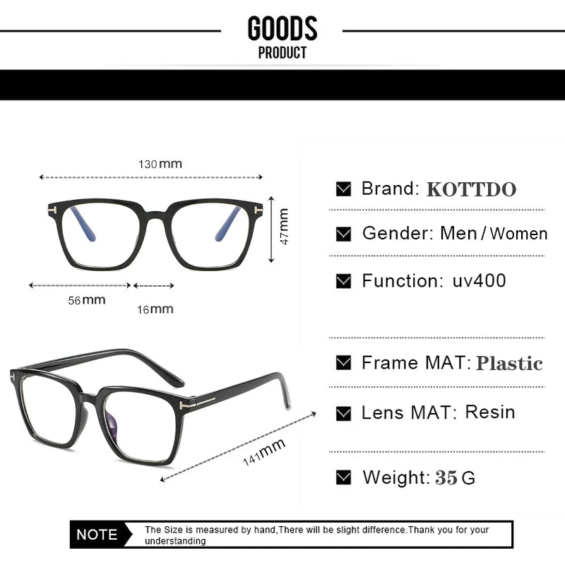 KOTTDO Anti-Blue Light Women Eyeglasses Prescription Spectacles Glasses Frame Men Optical Transparent Clear Myopia Eyewear Frame