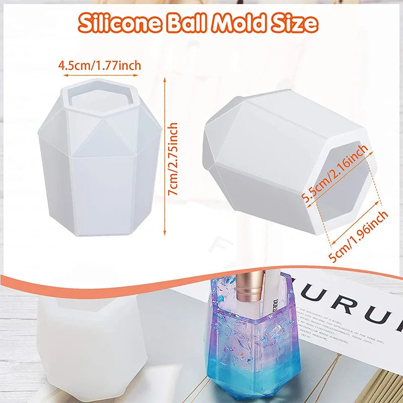 DIY Crystal Epoxy Resin Mold Irregular Hexagonal Hexagonal Pen Holder Silicone Mold