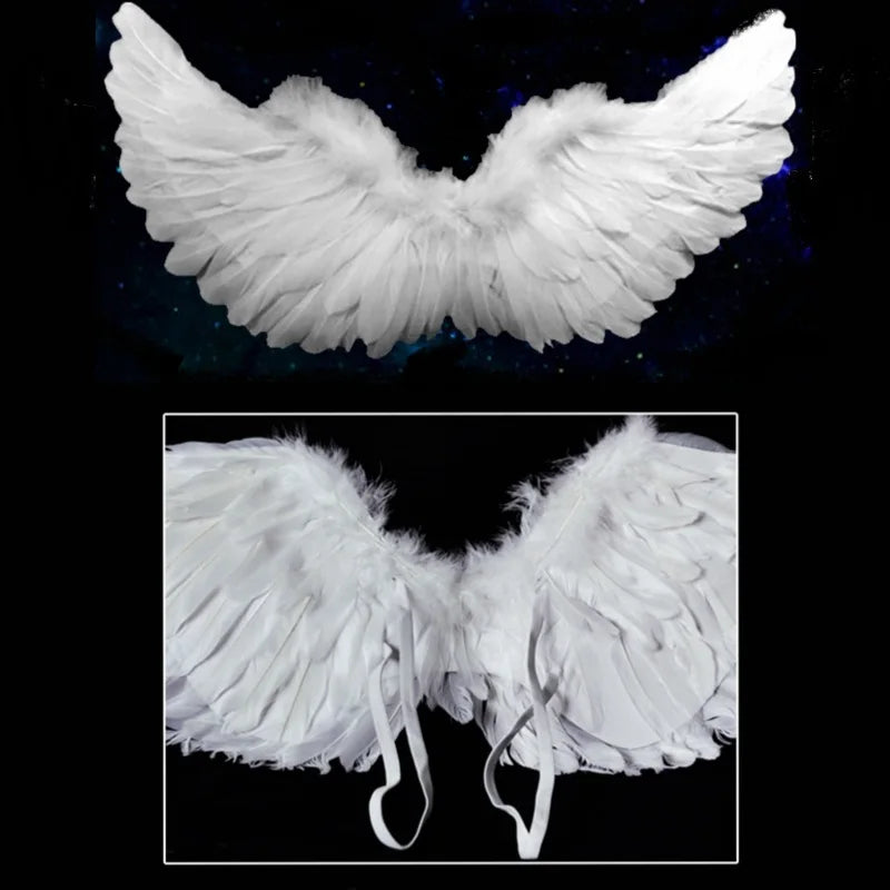 Angel Halo Headband Black White Feather Christmas Festival Performance Party Favor Angel Outfit Angel Cosplay Wings