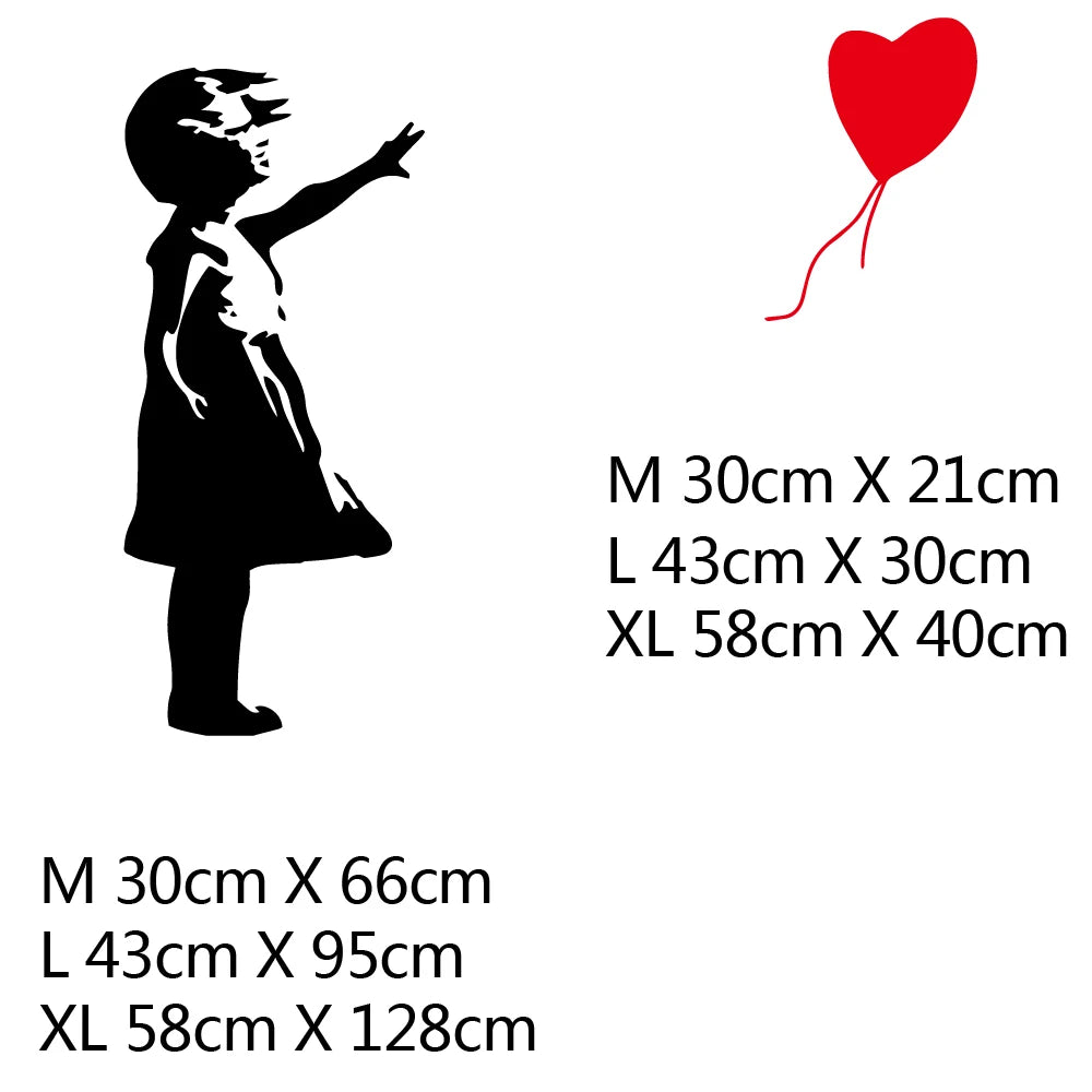 Classic Vinyl Stickers Girl With Red Balloon Of Banksy For Home Living Room Decoration Decal Bedroom Decor Mural Wall Sticker