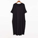 Plus Size 8XL 150kg Women Summer Modal Long Dress O Neck Short Sleeve Soft Comfortable Dresses Ladies Casual Large Home Dress