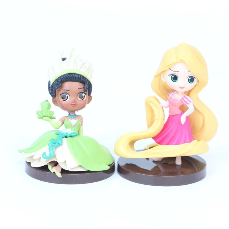 8 style 5-8cm Princess Q Posket Snow White Cinderella Belle Mermaid Tangled Aladdin Action Figure Mini Model Toys Kids  Gift