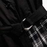 150Kg Plus Size Women's Summer Notched Sstitching Waist Dress Bust 150cm 5XL 6XL 7XL 8XL 9XL Plaid Asymmetric Dress Black