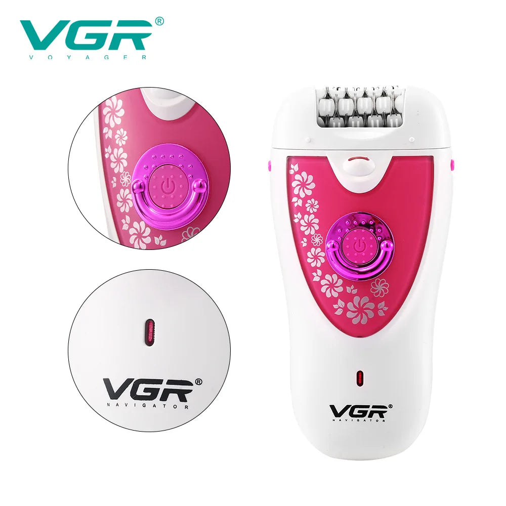 VGR Electric Epilator Women USB Rechargeable Electric Shaver Whole Body Available Painless Depilat Female Hair Removal Machine