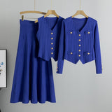Korean version of slim fit small Chanel style skirt sweater three-piece suit women 2025 autumn and winter new vest knitted cardigan suit