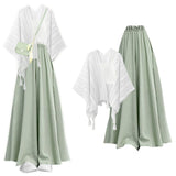 Spring wear suits for women 2025 new niche light luxury shawl small sling with slimming and meat-covering skirt and pants three-piece set
