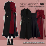 Autumn and winter women's 2024 new full set of high-end jacket with knitted skirt and mature style suspender skirt three-piece set