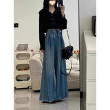 Spring outfit with a complete set of 2025 new wear design shirt top slim all-match jeans two-piece suit
