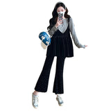 Maternity wear autumn new style camisole top velvet flared pants sweet fashion slim suit for women