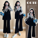 Maternity wear autumn new style camisole top velvet flared pants sweet fashion slim suit for women