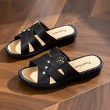Women's high-heeled slippers for summer wear, thick-soled, fashionable, non-slip home shoes, soft-soled social wedge sandals