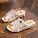 Women's high-heeled slippers for summer wear, thick-soled, fashionable, non-slip home shoes, soft-soled social wedge sandals