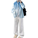 Gradient shirt suit men's spring and autumn style trendy brand loose casual long-sleeved shirt jacket with a set of matching