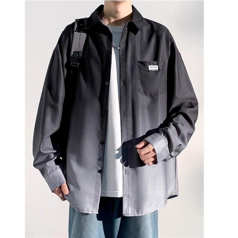 Gradient shirt suit men's spring and autumn style trendy brand loose casual long-sleeved shirt jacket with a set of matching