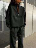 2025 autumn new arrival simple and comfortable stand collar zipper design long sleeve sweatshirt skinny pants suit two piece suit for women
