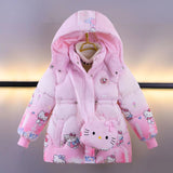 2024 Girls Cotton-padded Jacket Winter New Korean Version Medium and Large Children Children's Thickened Down Cotton with Bag Cotton-padded Jacket Trendy