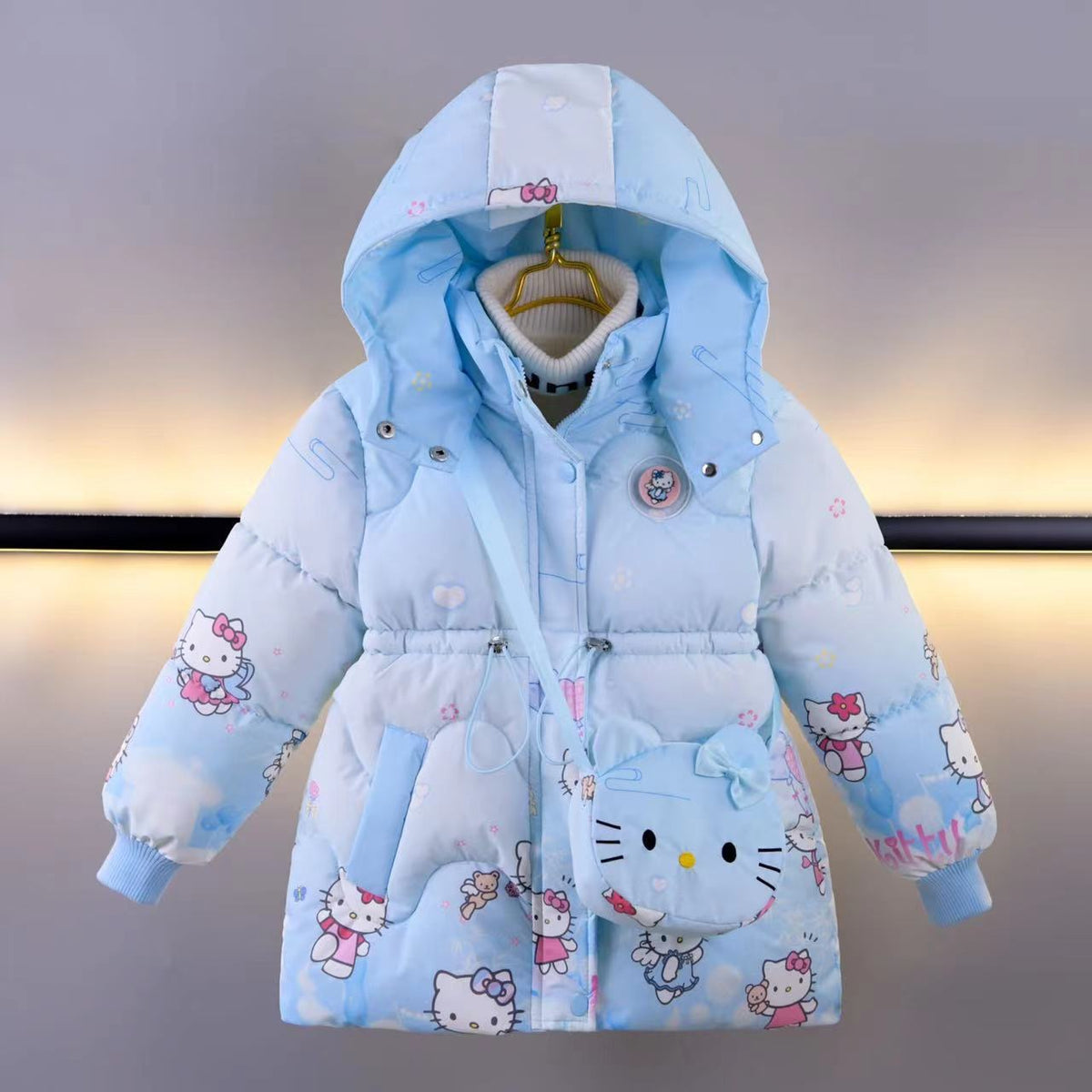 2024 Girls Cotton-padded Jacket Winter New Korean Version Medium and Large Children Children's Thickened Down Cotton with Bag Cotton-padded Jacket Trendy