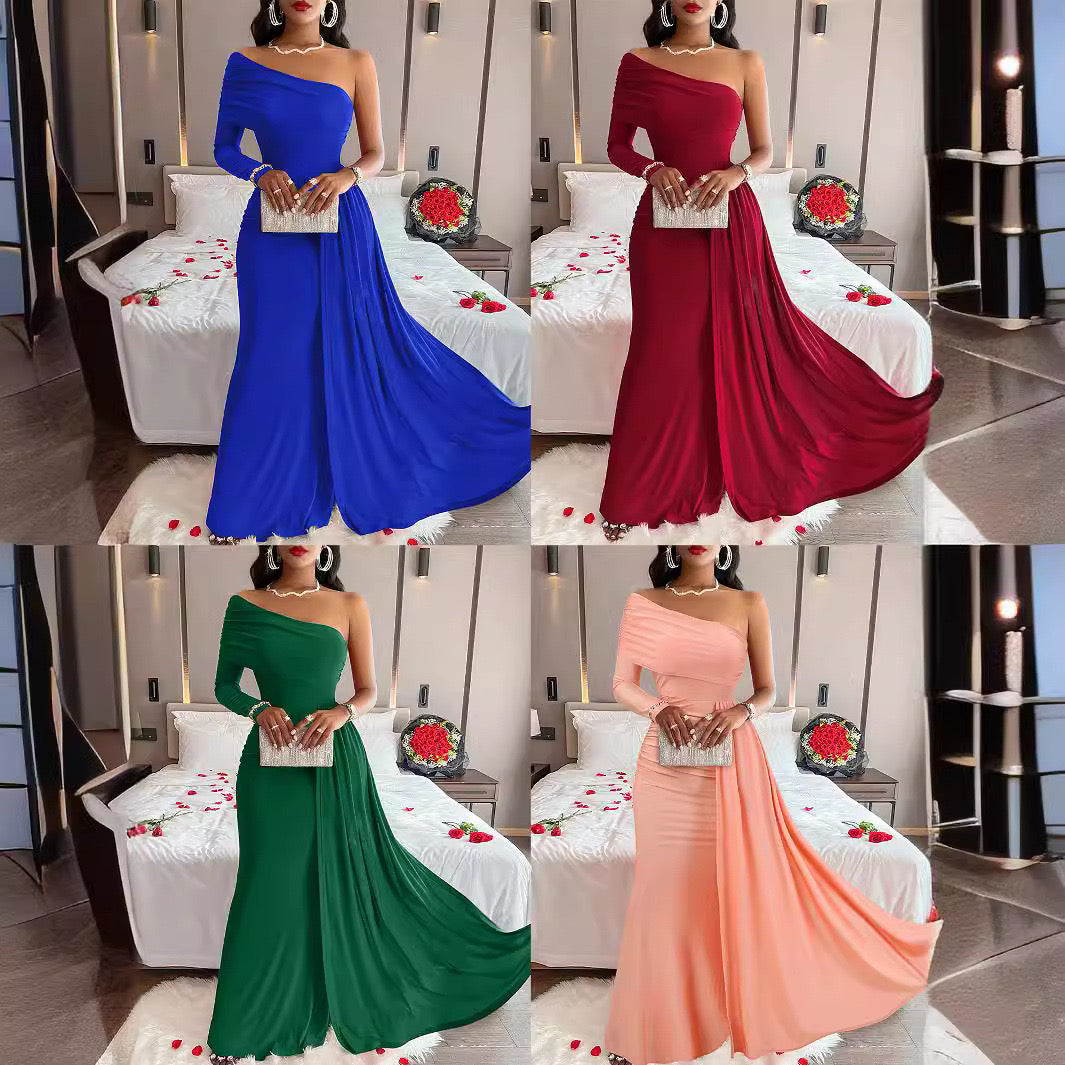 Foreign trade hot-selling cross-border European and American women's clothing temu aliexpress ebay amazon 2024 off-shoulder dress evening dress