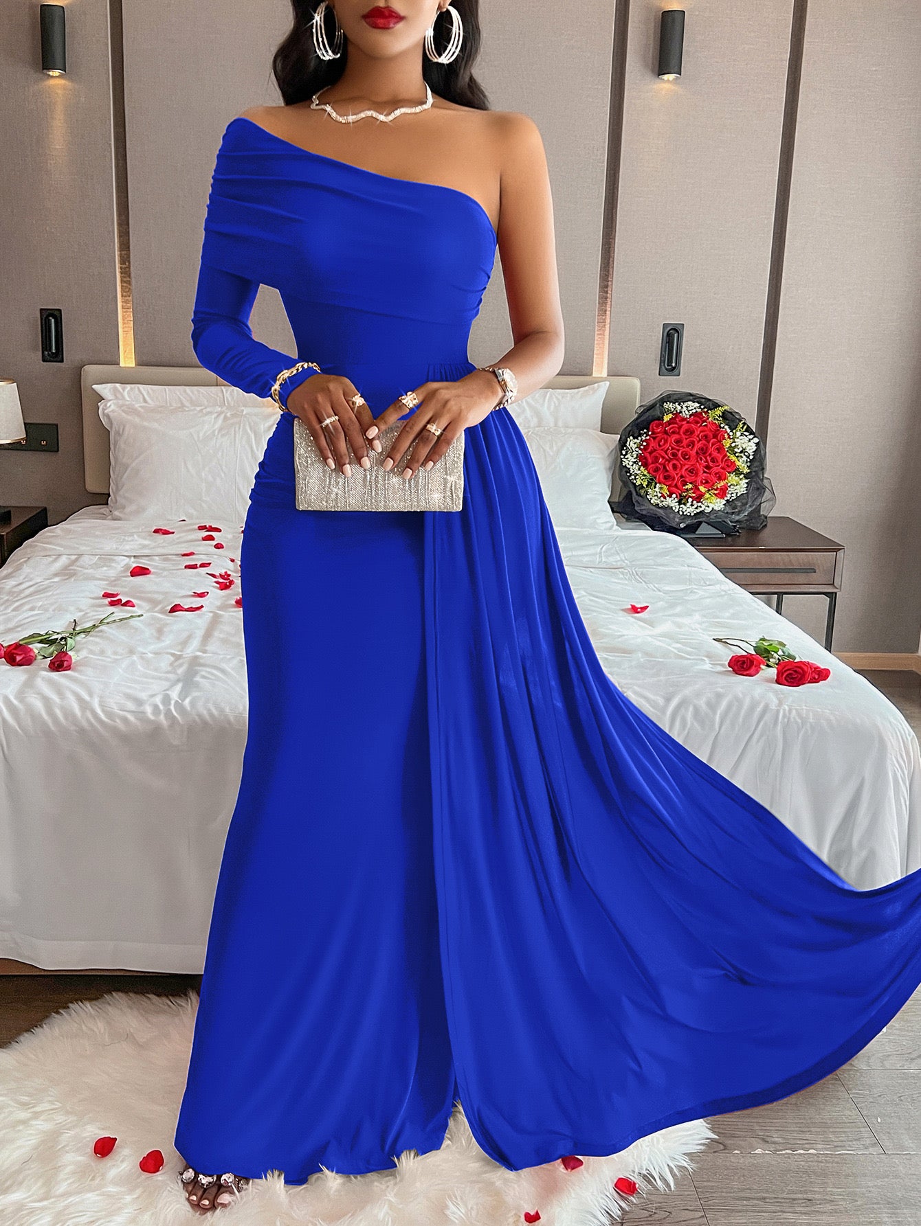 Foreign trade hot-selling cross-border European and American women's clothing temu aliexpress ebay amazon 2024 off-shoulder dress evening dress