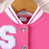 children's clothing pink and white jacket + pleated skirt new baseball jacket