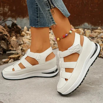 Ladies Shoes 2024 High Quality Buckle Strap Women's Sandals New Closed Toe Office and Career Summer Solid Wedge Sandals Zapatos