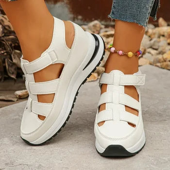 Ladies Shoes 2024 High Quality Buckle Strap Women's Sandals New Closed Toe Office and Career Summer Solid Wedge Sandals Zapatos