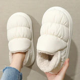 Plush Shoes For Women Mules Indoor Outside Winter Home Warm Fluffy Anti-skid Boots Fur Cotton Shoe Men Outdoors Sneakers