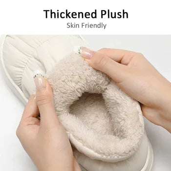 Plush Shoes For Women Mules Indoor Outside Winter Home Warm Fluffy Anti-skid Boots Fur Cotton Shoe Men Outdoors Sneakers