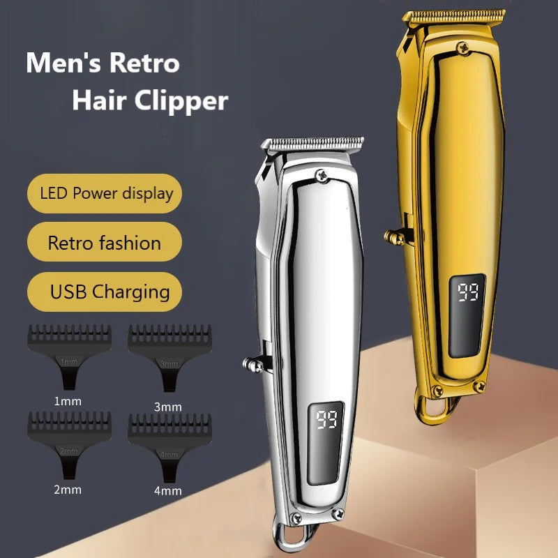 USB Rechangeable Hair Clipper Professional Electric Hair Trimmer Kit With LED Screen Display Hair Cut Scissors For Men