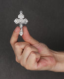 5Pcs/Lot Religious Pardon Crucifix Forgiveness Cross Pendant Silvery Charms for DIY Rosary Chaplet Necklace Jewelry Making Parts