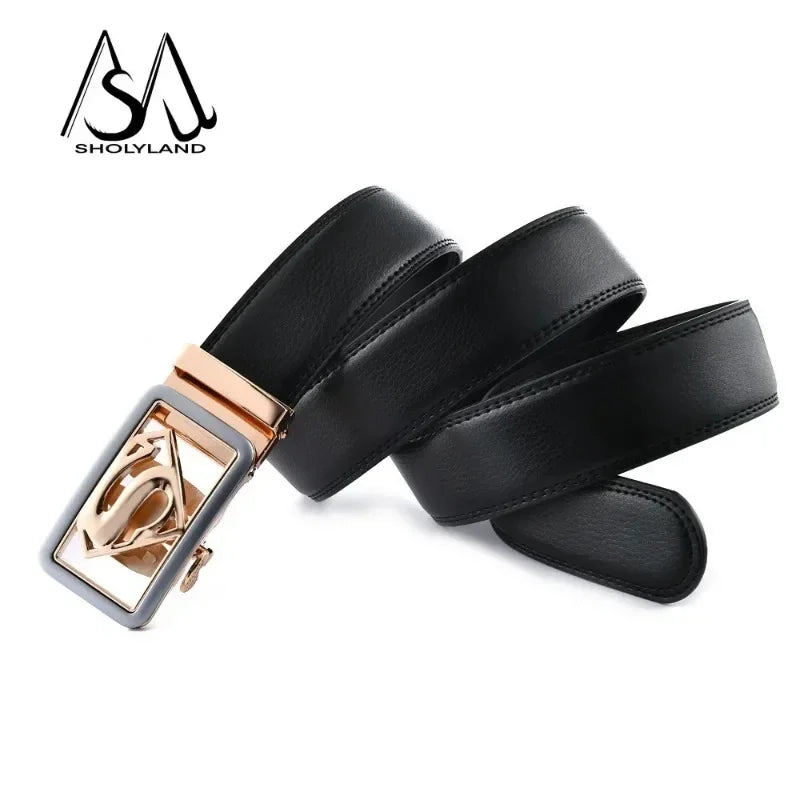 Real Leather Belt Men Designer High Quality Cinturones Hombre Ceinture Homme Cinto Popular Waist Strap Automatic Buckle Blue