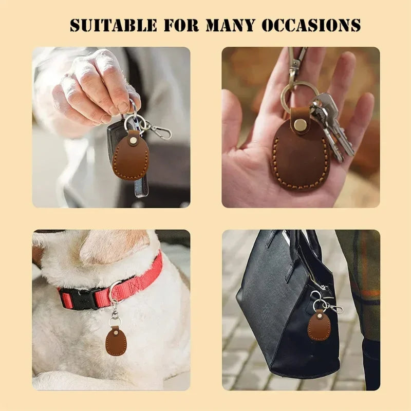 For Airtags Protective Case Retro High Quality PU Leather Keychain for Apple Anti-lost Tracker Locator Device Accessories Сумка