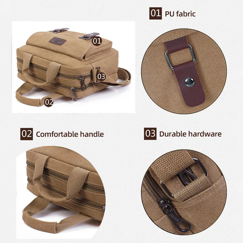 Men's Messenger Canvas Shoulder Bag Large Capacity Crossbody Bag Casual Vintage Outdoor Sport Travel Handbag  Sling Bag for Male