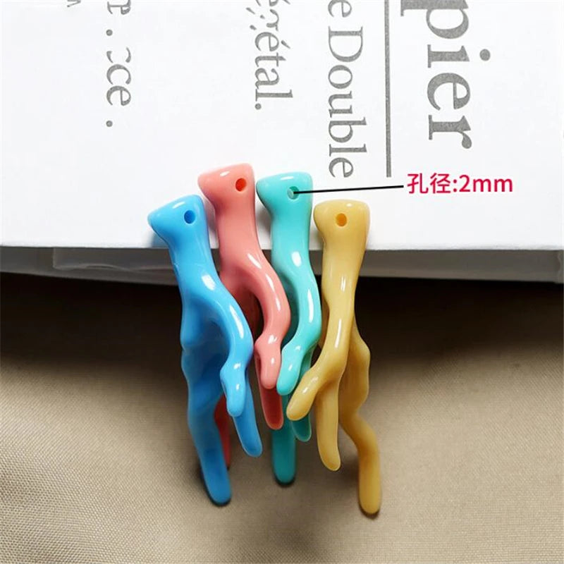 10Pcs/Lot Creative Imitation Coral Acrylic Beads Branch Loose Bead Charm Connectors Diy Earrings Jewelry Making Resin Acessories