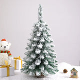 48/60/75cm Pre-Lit Artificial Mini Christmas Tree Snow Flocked Artificial Pine Xmas Tree with LED Lights Desktop Christmas Trees