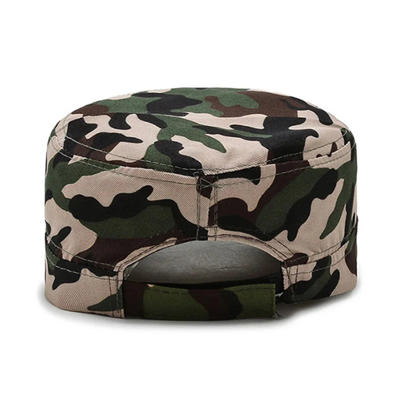 Camouflage Men's Baseball Cap Fishing Hat Cotton Flat Cap Adjustable Outdoor Breathable Visor Sun Protective Hat Summer Sun Hat