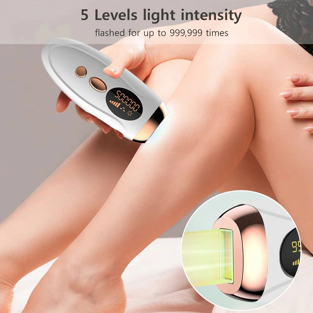 IPL Hair Removal Device 999999 Flashes Painless Laser Epilator for Face, Bikini, and Body - Permanent Hair Reduction