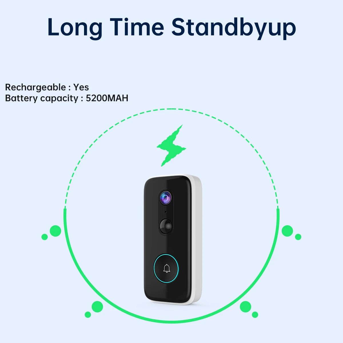 3MP HD WiFi Video Doorbell Camera Night Vision Smart Home Security HD DoorBell Two Way Intercom Rechargeable Security Doorbell